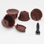Filtres capsules de caf expresso - jf - eng - 4pcs - rutilisables - avec cuillre et brosse - marron ...