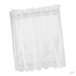 4pcs rideaux voilage panneau  oeillet transparent voile fenetre rideaux en dentelle pour chambre decoration ...