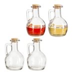 Bouteille huile et vinaigre lot de 4 avec bouchon de lige rond pour huile & vinaigre 180 ml transparent ...