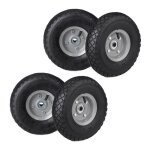Lot de 4 roues de brouette 3. 00 - 4 compl�te � air jante en acier pour essieu de 16 mm 100kg noir / ...