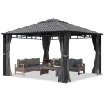 Tonnelle de jardin - toolport - sunset superior - 4x4 m - gris - protection pluie et soleil Tonnelle de jardin - toolport - sunset superior - 4x4 m - gris - protection pluie et soleil