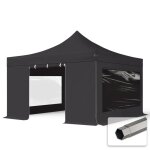 4x4 m tonnelle pliante acier pvc 800 c�t�s panoramiques noir