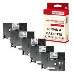 5 cassettes  ruban pour tiqueteuse tze - 131 (noir - transparent) 12 mm * 8 m compatible pour brother ...
