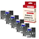 5 cassettes  ruban pour tiqueteuse tze - 521 (noir - bleu) 9 mm * 8 m compatible pour brother p - touch ...