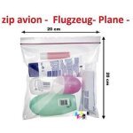 5 ex - pochette sachet zip avion avec fermeture par zip 20 x 20 cm agr�e pour les liquides en avion a�roport ...