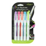 5 feutres effa�ables � sec - pointe ogive 1mm - grip ergonomique - 5 couleurs - by ulmann