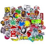 50 autocollants stickers de qualit� couleurs fun pour smartphone auto ordinateur casque skate