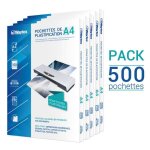500 pochettes de plastification a4 2x75 microns par face soit 150 microns finition brillante