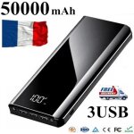 50000mah 3usb batterie externe portable ultra - mince powerbank pour tous les t�l�phones mobiles (noir) ...