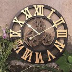 50cm horloge murale geante pendule industriel en bois vintage 3d silensieuse horloge de la maison pour ...