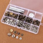50pcs bouton pression mtal argent bronz 15mm avec outil pour cuir maroquinerie + outil de fixation ...