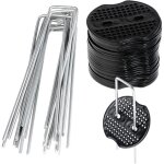 50pcs piquets de fixation en acier galvanis avec 50pcs rondelles kit dagrafe pour toile de paillage ...