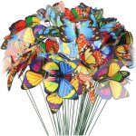 50pcs piquets de papillons de jardin piquets de papillons dcoration de papillon en plastique pour balcon ...