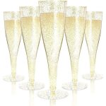 50pièces flûtes à champagne en plastique 150ml verres à champagne scintillants dorés gobelets à vin de ... 50pièces flûtes à champagne en plastique 150ml verres à champagne scintillants dorés gobelets à vin de ...