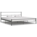 (5757)lit adulte 2 places - avec sommier  lattes - gris mtal 180x200 cm