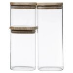 5five - 3 bocaux verre empilables hermet couvercle bois 5five - 3 bocaux verre empilables hermet couvercle bois