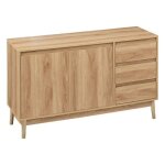 Buffet placard 3 tiroirs effet ch�ne naturel abana - 5 five simply smart
