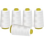 5pcs bobines de fils  coudre fil surjeteuse pour couture  la main ou  la machine en polyester blanc ...