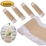 5pcs chemin de table toile de jute et dentelle pour mariage festival f�te d�corations 30 x 275cm