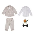 5pcs ensemble costume de soire gentilhomme bb garon pour mariage double boutonnage - beige