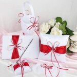 5pcs / lot rouge livre dor de mariage et le stylo set ring pillow panier de fleurs pour la dcoration ...