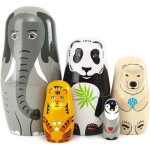 5pcs matriochkas russes poup�es russes poup�es de couches en bois poup�es danimaux gigognes cadeau pour ...