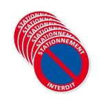 Lot de 6 disques de panneaux stationnement interdit dissuassif - adhsif - diamtre 75 mm - signaletique. ...
