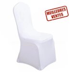Housse de chaise - monobloc - blanc - polyester spandex - 6 pi�ces - durable et r�utilisable