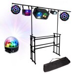 6 jeux de lumieres puissants + support dj mobile pa dj led light sono