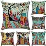 6 pcs 45x45cm housse de coussin en coton lin imprim carr taie doreiller pour lit voiture maison canap ...