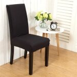 6 pices housses de chaises extensibles protection revtement pour salle  manger couverture noir