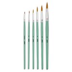 6 pinceaux - rond - acrylique fluide - n000 n0 n2 n4 n6 n8 - manche court - pbo