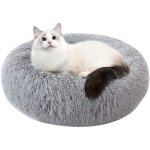 60 cm rond en peluche pour animal domestique nidifier matelas pais chaud chien lit litire pour chat ...