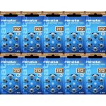 60 x renata taille 312 pr41 lot de 6 piles pour appareils auditifs marron