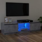 600prime - meuble tv avec lumires led table console pour tv contemporain - gris bton 120x30x355 cm ...