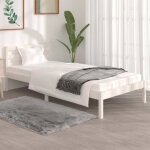 611prime - lit simple pour adulte contemporain - cadre de lit bois de pin massif 90x190 cm blanc simple ...
