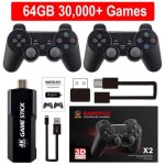 64g console de jeu vid�o r�tro avec double manette 2. 4g sans fil4k hd 30000 jeux int�gr�s pour psp ps1 ...