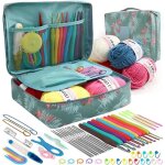 68pcs kit crochet crochet tricot pour dbutant adulte avec sac  crochetaccessoires - vert olive - flamant ...