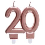 Ref / 6932 - dcoration gteau anniversaire avec bougie 20 ans rose gold mtallique (x1)