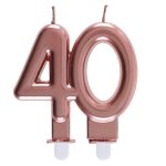 Bougie danniversaire - santex - 40 ans - rose gold m�tallique - paraffine et plastique - effet blush ...