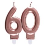 Bougie nombre - santex - 60 ans - rose gold m�tallique - paraffine & plastique - effet blush brillant ...