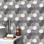 6pcs carrelage adhesif mural salle de bain autocollant en pvc impermable amovible dcor pour cuisine ...