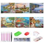 6pcs diamond painting 5d peinture diamant de maison et paysage broderie diamant kit complet outils de ...
