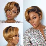 6pouce court bob pixie cut perruque brsilienne de cheveux humains perruque droite pour les femmes 13x1 ...