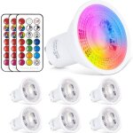6x ampoule spot led rgb gu10 6w dimmable led spot bulb rvb + blanc chaud 2700k12 couleurs avec t�l�commande ...