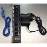 Hub usb 3. 0 - gobro - 7 ports - interrupteur on / off - lumi�res led - noir
