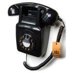 T�l�phone mural - gpo - 746 - noir - cordon boucl� extra - long - vintage