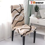 7house� 6pcs housse de chaise - housse extensible d�coration de chaise moderne motif lin�aire couleur ...
