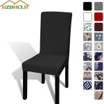 Housse de chaise extensible pour salle � manger - hzdhclh - 6 pi�ces - noir - synth�tique