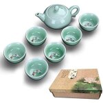 7pcs services a th� - porcelaine de haute qualit� surface lisse - th�i�re en porcelaine